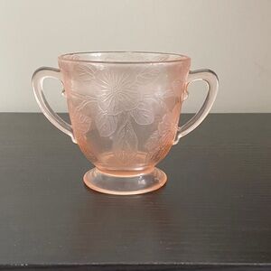 Vintage Pink Floral Glass Cup